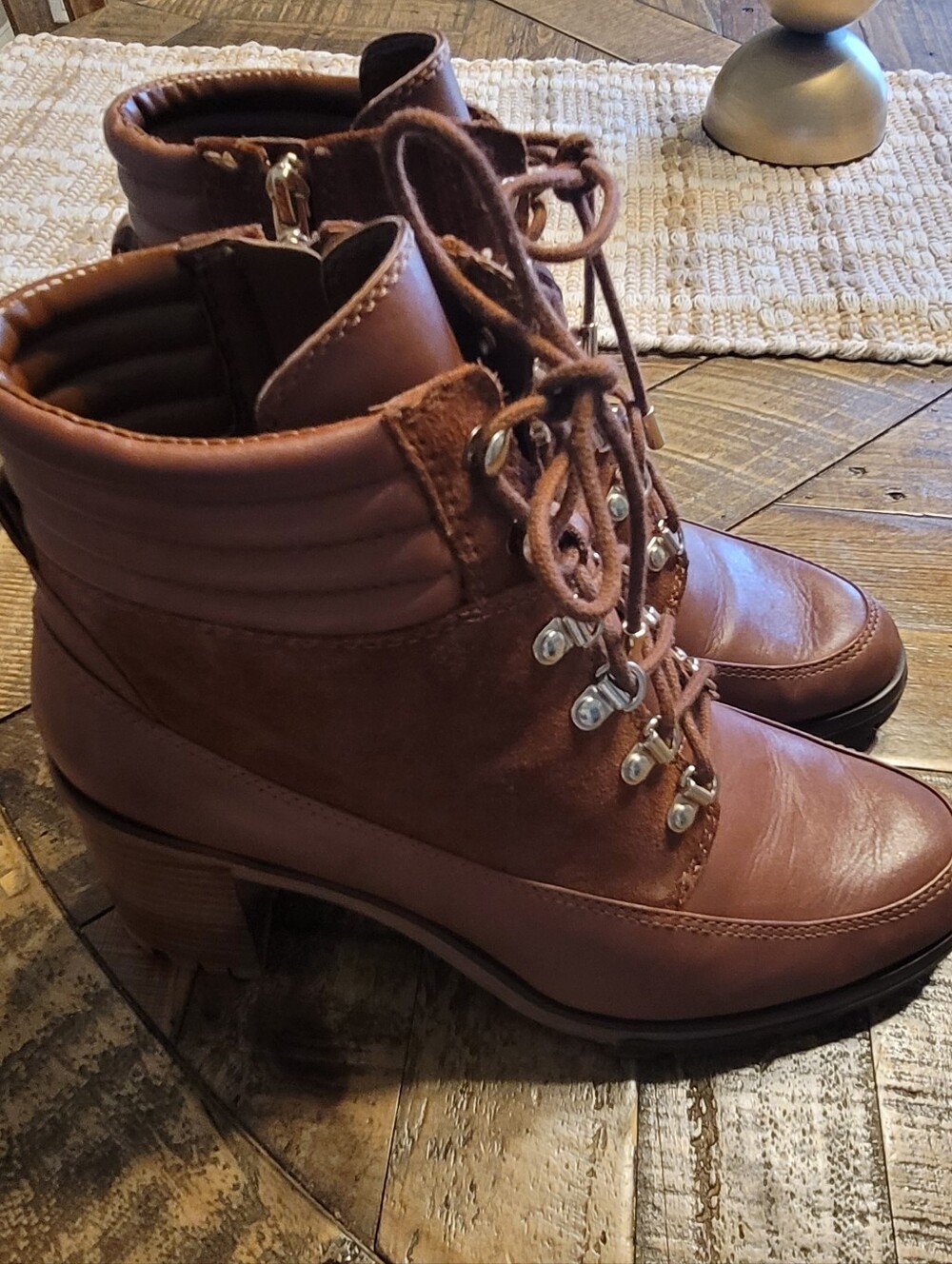 Vince Camuto Brown Lace-Up Ankle Boots